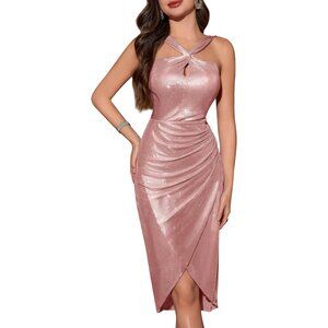 Women's Floral Lace Chiffon Bridesmaid Dress V-neck Sleeveless Medium